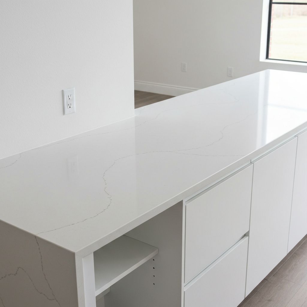 After White Quartz countertop installation - Modern Kitchen Countertop Transformation in Ashburn, VA