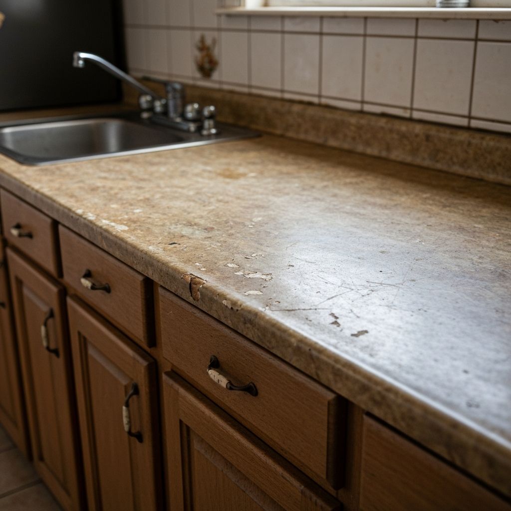 Before White Quartz countertop installation - Modern Kitchen Countertop Transformation in Ashburn, VA